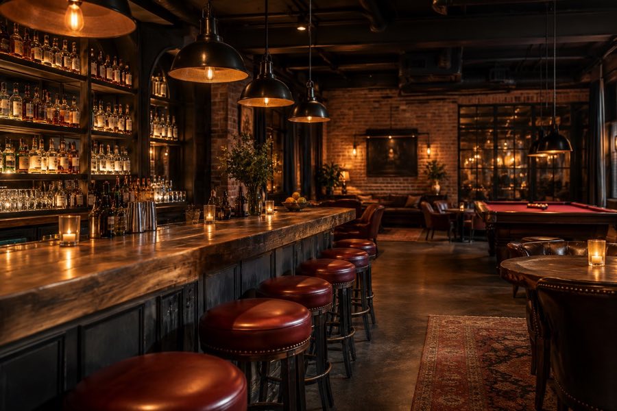 Blue-Collar Bar interior concept for The Brass Rail